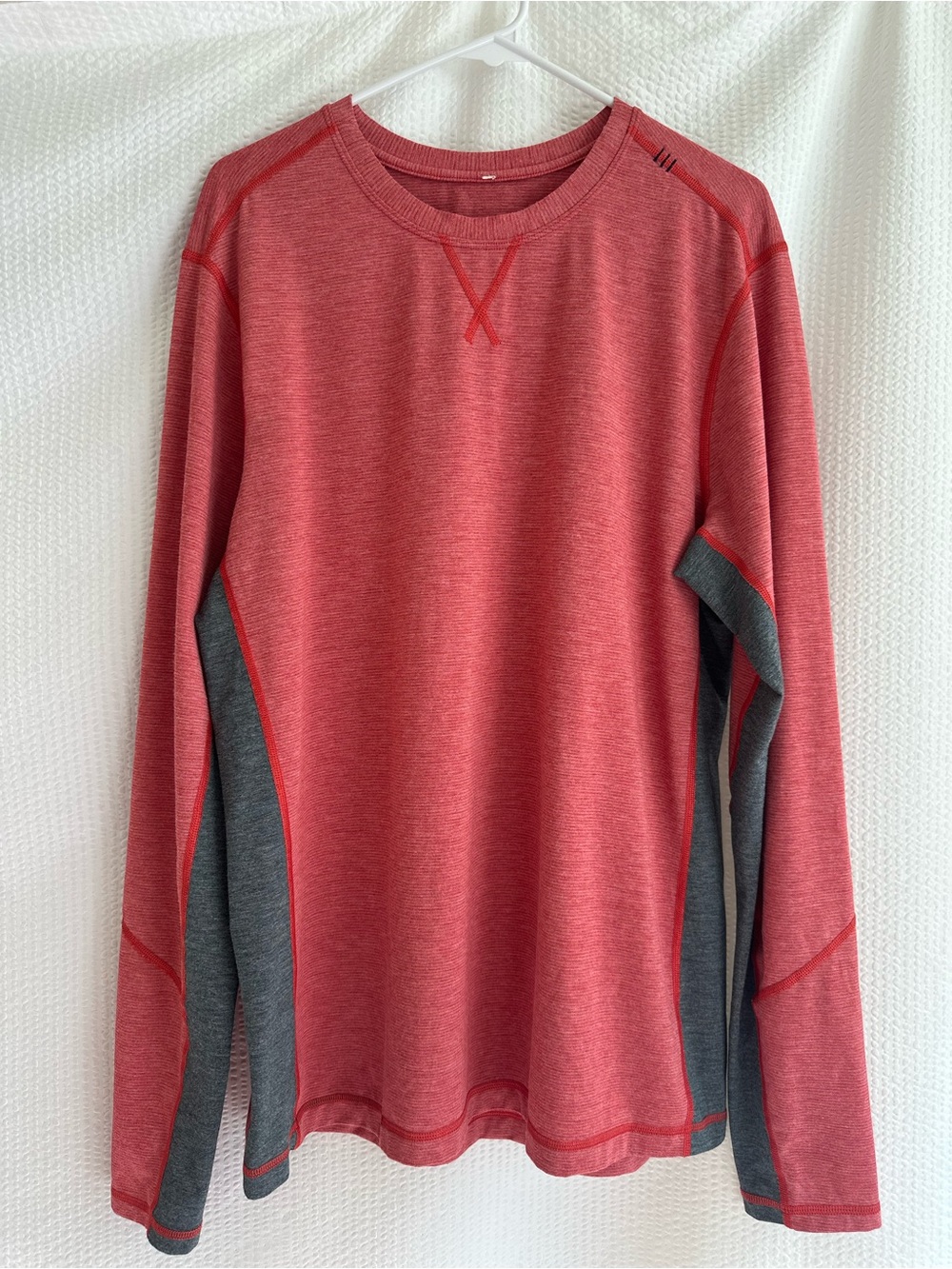 Lululemon Core Crew Red Gray Long Sleeve Running Workout Gym Shirt Men’s Size XL